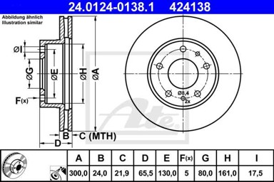 ATE Disk ploča FIAT 24.0124-0138.1 prednja, ducato 2.5d 94 ->, d300/24 18q